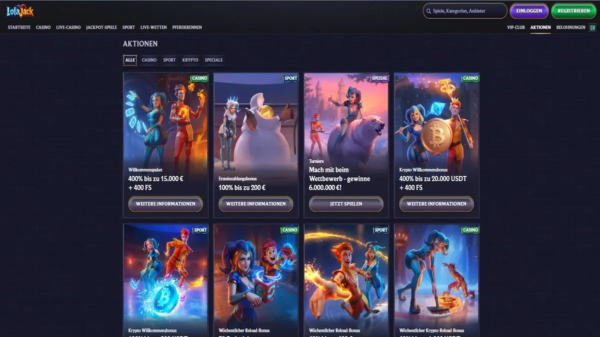 Lolajack welcome bonus and promotions